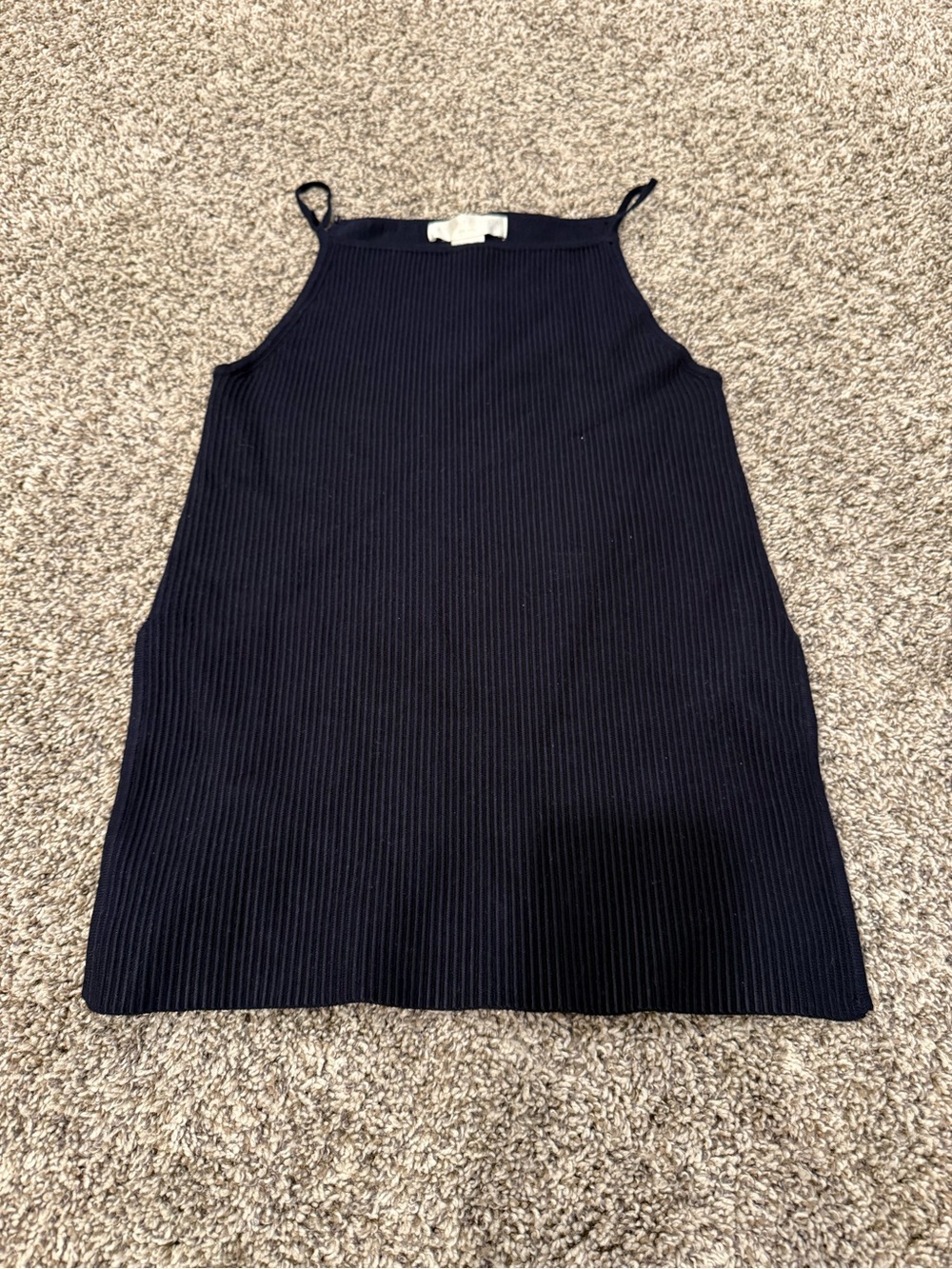 Caroline Constas Navy Ribbed Knit Sleeveless Tank Top Size S NWT
